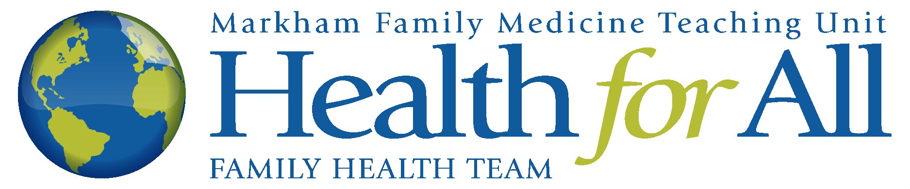 Logo for Health for All FHT and the Markham Family Medicine Teaching Unit